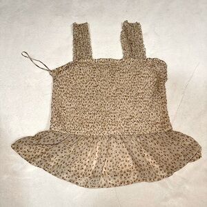 Silky printed scrunch peplum style top